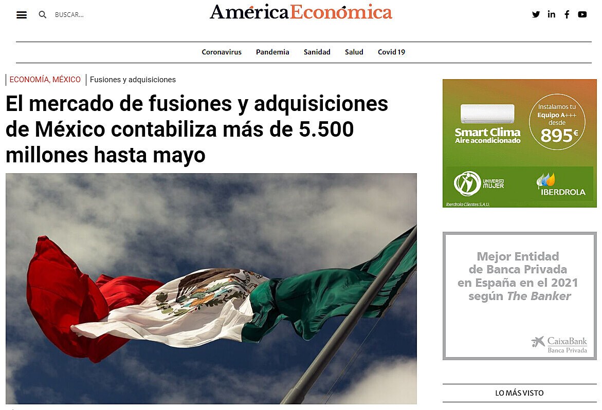 El mercado de fusiones y adquisiciones de Mxico contabiliza ms de 5.500 millones hasta mayo